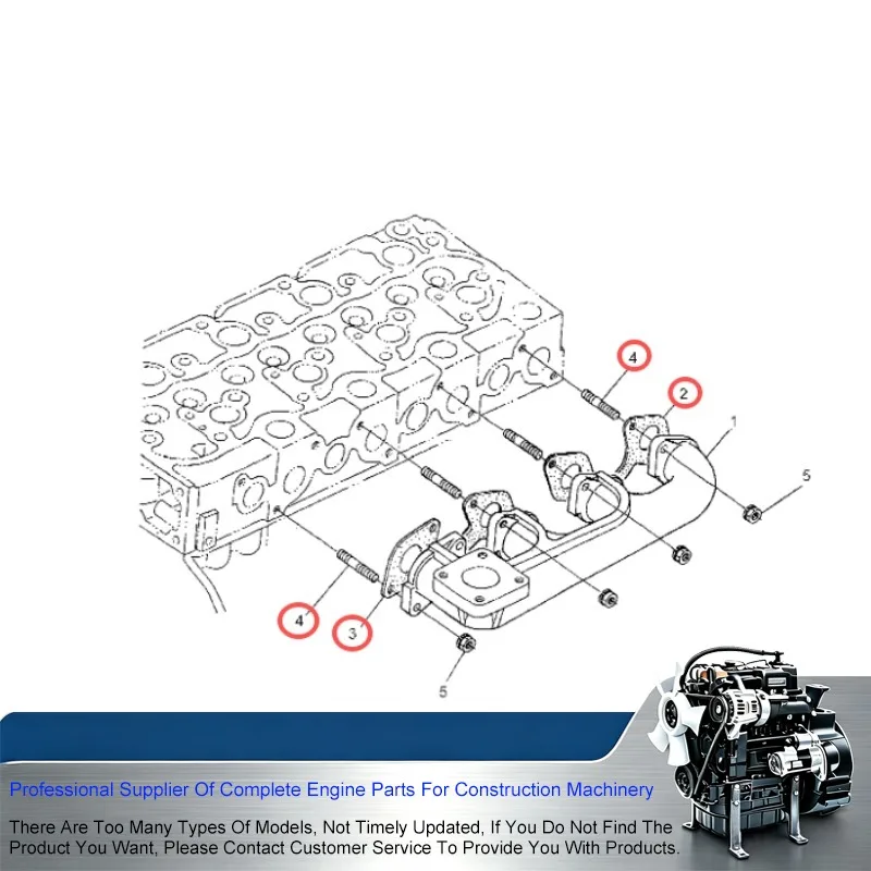 1A091-12360 1A091-12350 Exhaust Gasket Set For Kubota V1902 V2003 V2203 V2403 Engine