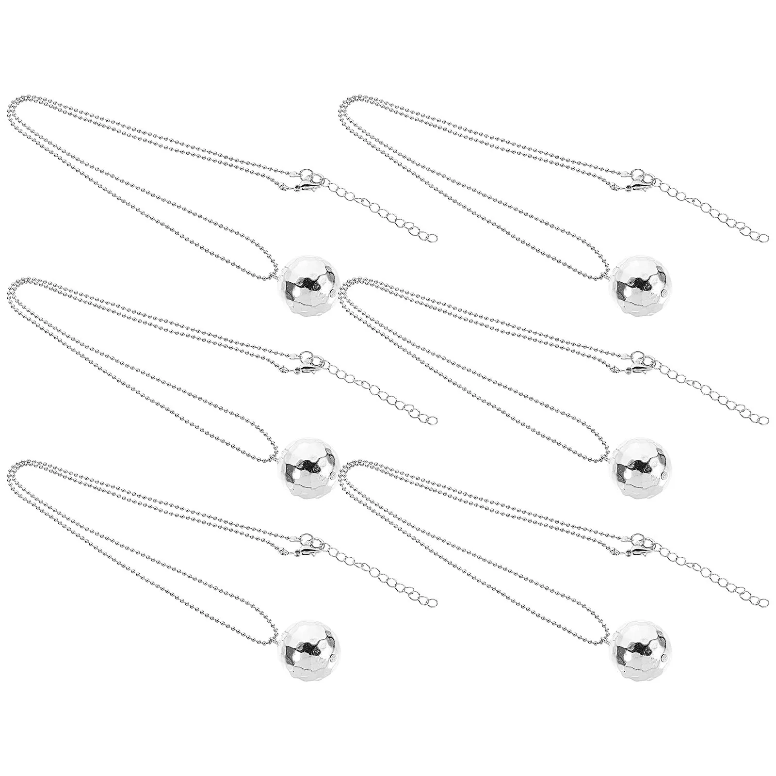 

6 Pcs Set Shiny Necklace for Girls Disco Jewelry Decor Women Disco Ball Necklace Fashion Alloy Creative Neck Chain Charm