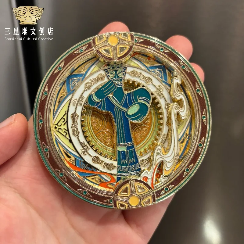 Sanxingdui Bronze Multi Layer Fridge Magnet Cloud Standing Figure Sichuan Travel Souvenir Collection Home Decor Gift Ornament