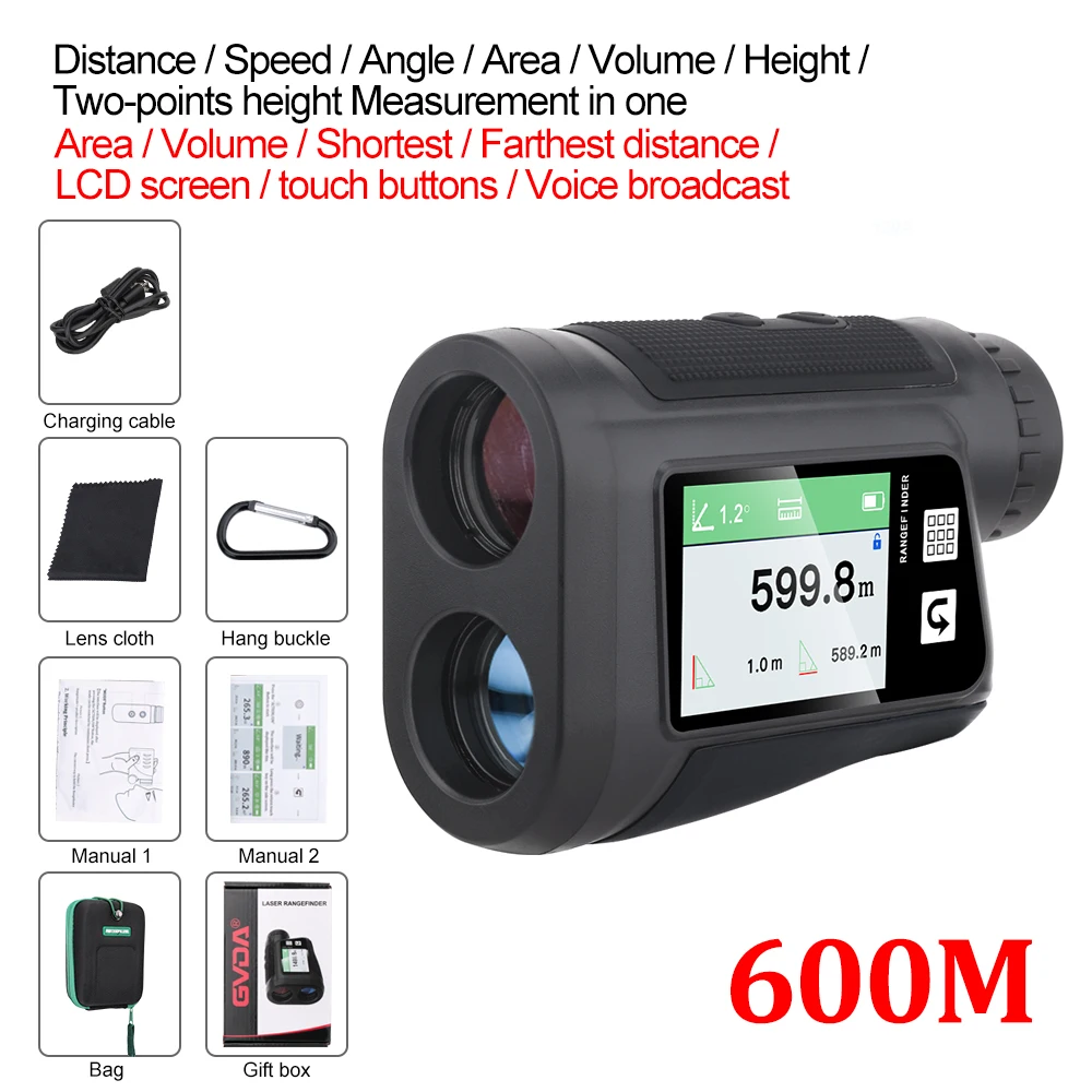 GVDA Laser Distance Meter 6x Golf Rangefinder 600M Telescope Laser Range Finder for Hunting Outdoor Sports Laser Rangefinder