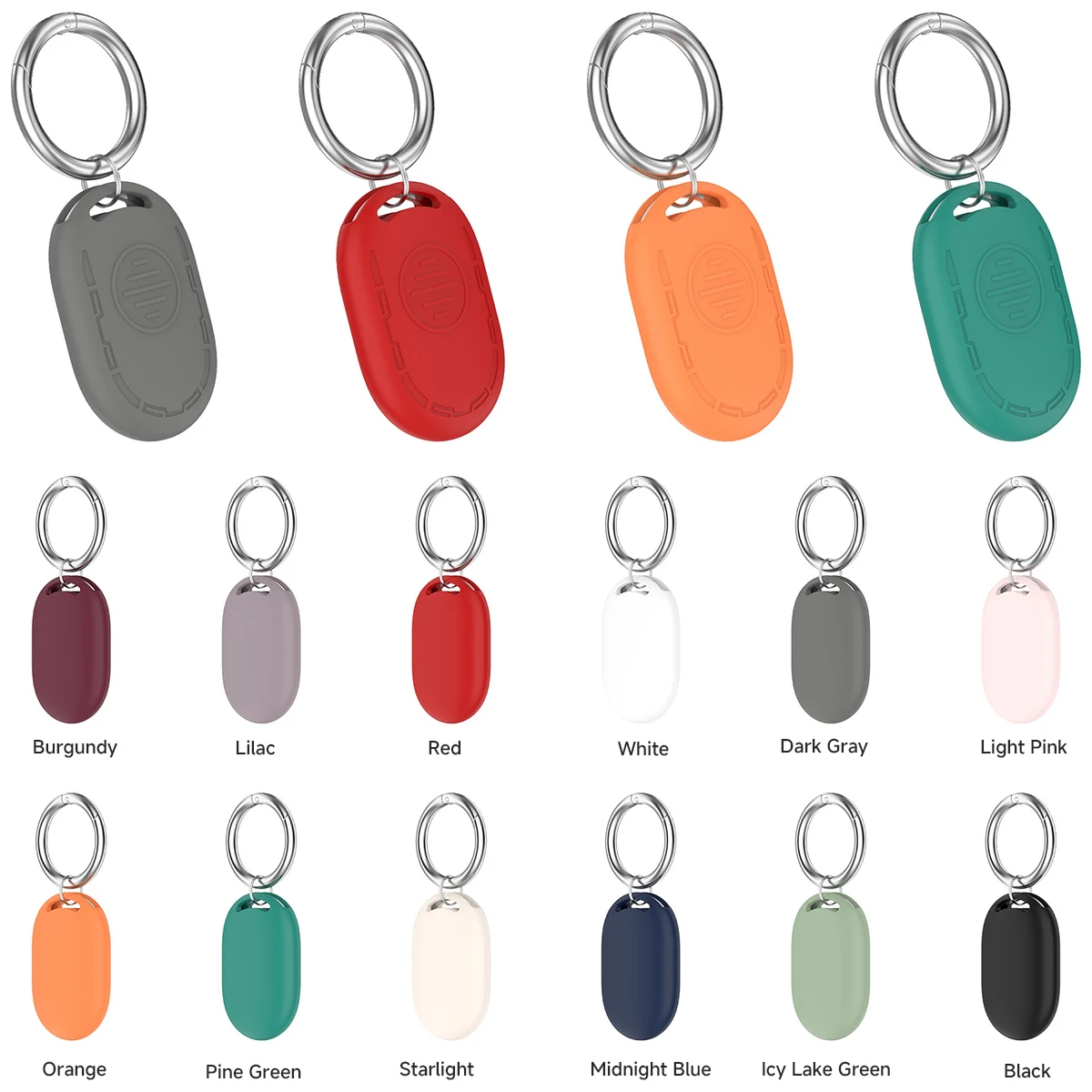 

For Xiaomi Tag Silicone Protective Cover Solid Color Anti-Loss Pets Locator Protector Case With Carabiner For Xiaomi Tag Sleeve