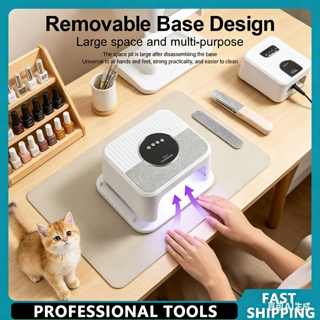 Aureate 45LED High Power UV Nail Lamp for Gel Curing with LCD Smart Screen Nail Dryer Removable Base Pedicure Tool for Home Use
