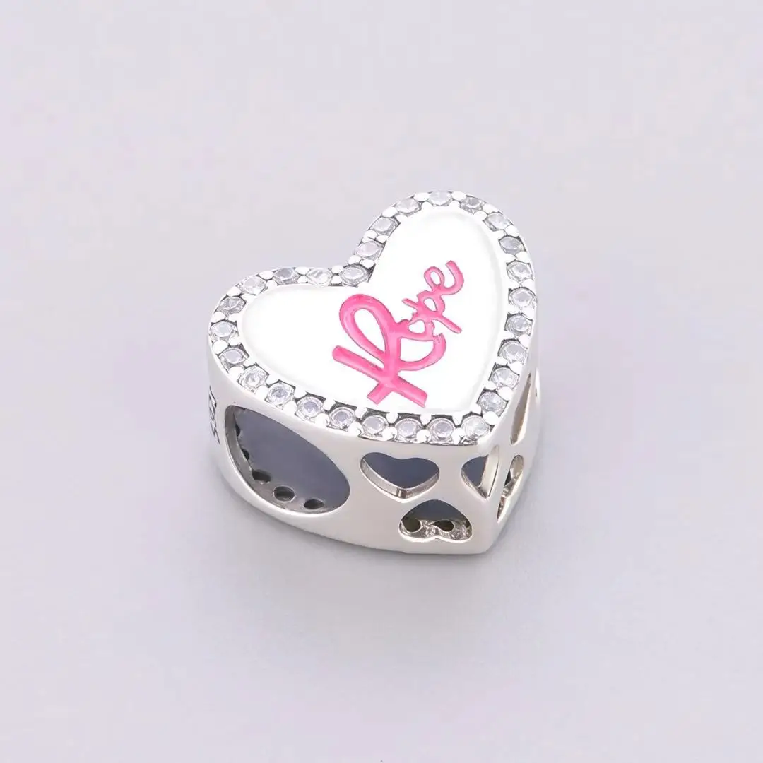 Picture 3: Fit Original Charm Bracelet 925 Silver Hope Faith DNA Serotonin Breast Cancer Awareness Optician Bead For Making Berloque DIY