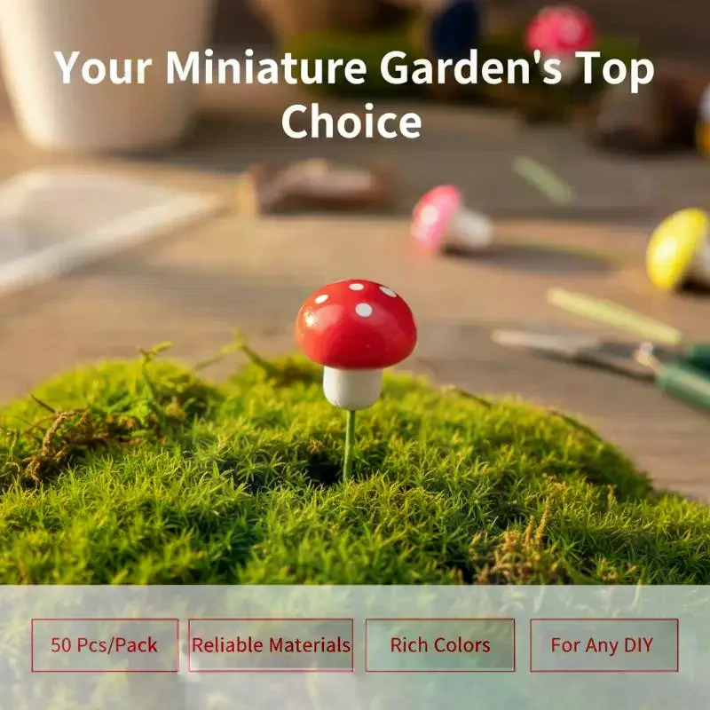Mini Foam Mushroom Ornaments 50Pcs Colorful Mushrooms for Home Decor and Garden Pots Decoration