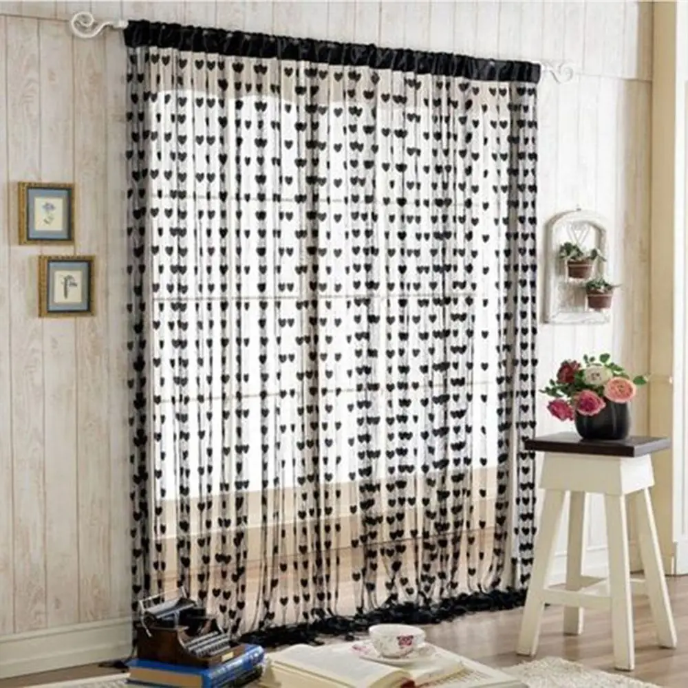 

New Arrivals Room Drapes Loving Heart High Quality Pattern Tassel Window Curtain