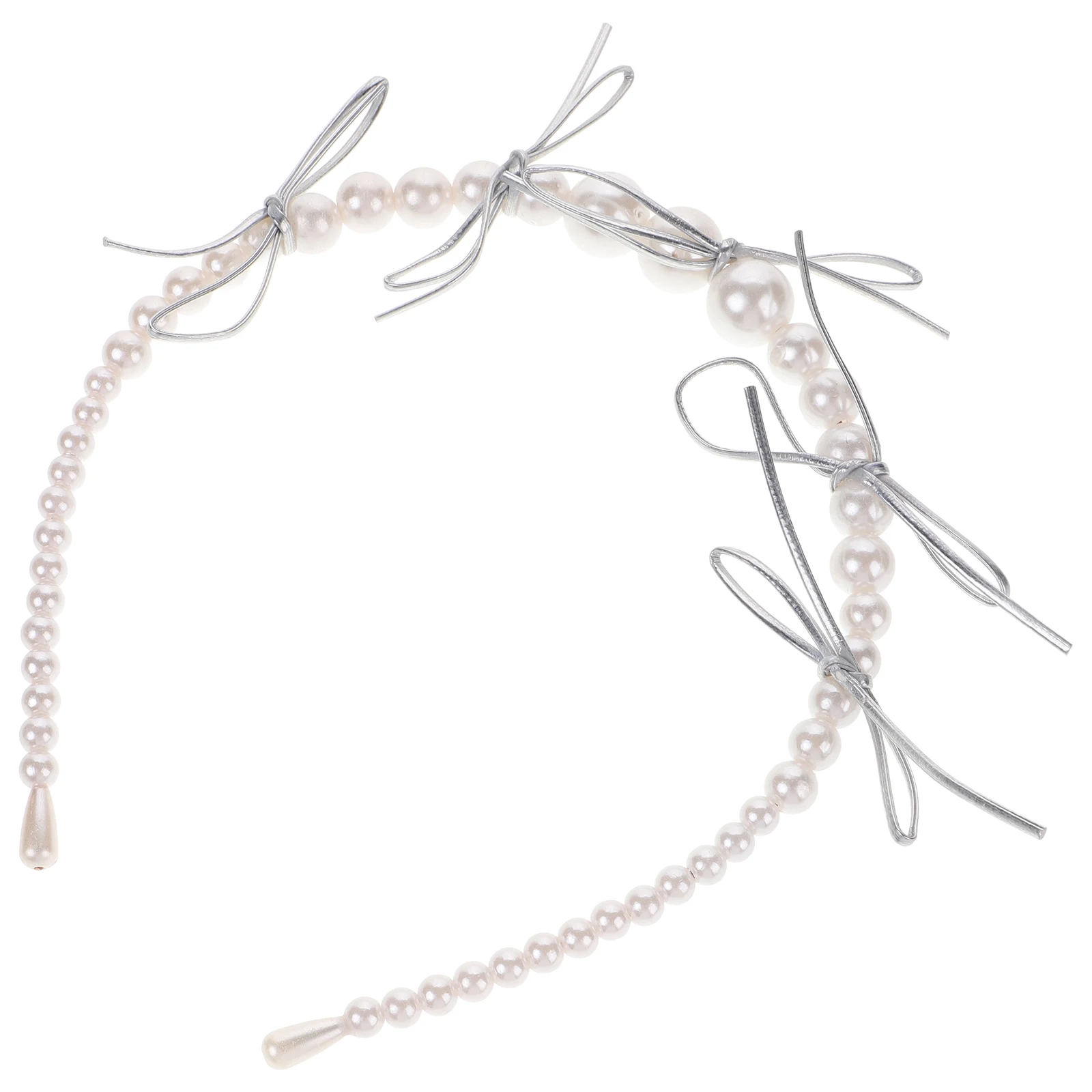 

Pearl Bow Headb Decorations Vintage Bride Headdress Lolita Beaded Pearl Tiara Hair Accessories for Women Girls