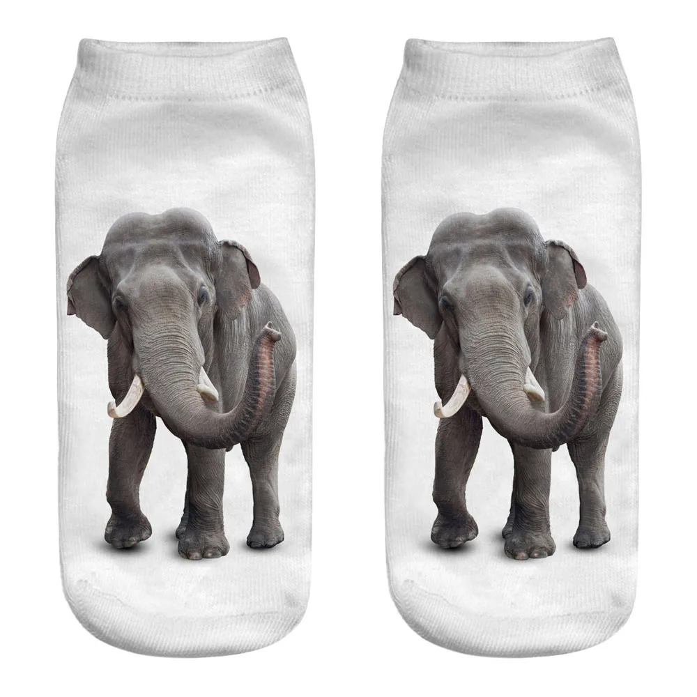 New 3D Printi Women Clothing Woman Socks Unisex Cute Low Cut Ankle Sock Casual Funny Elephant Sokken Hip-Hop Fashion Drop ship