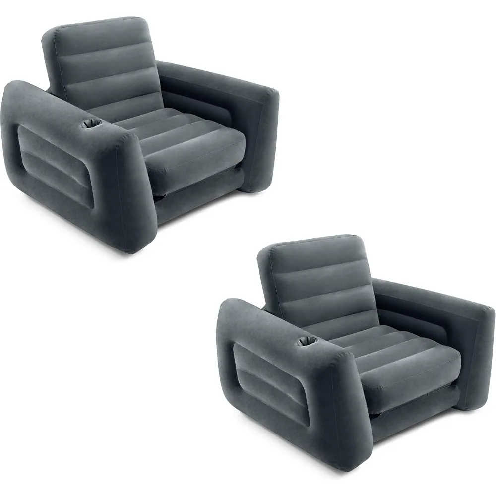

Inflatable Pull-Out Sofa Chair Sleeper that works as an Air Bed Mattress, Twin Sized (2 Pack)
