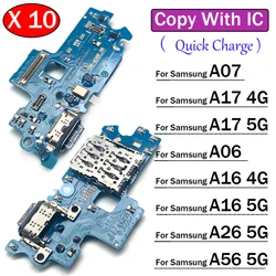 10Pcs, USB Charger Dock Connector Charging Port Microphone Flex Cable  For Samsung A06 A16 A26 A56 A07 A17 4G 5G