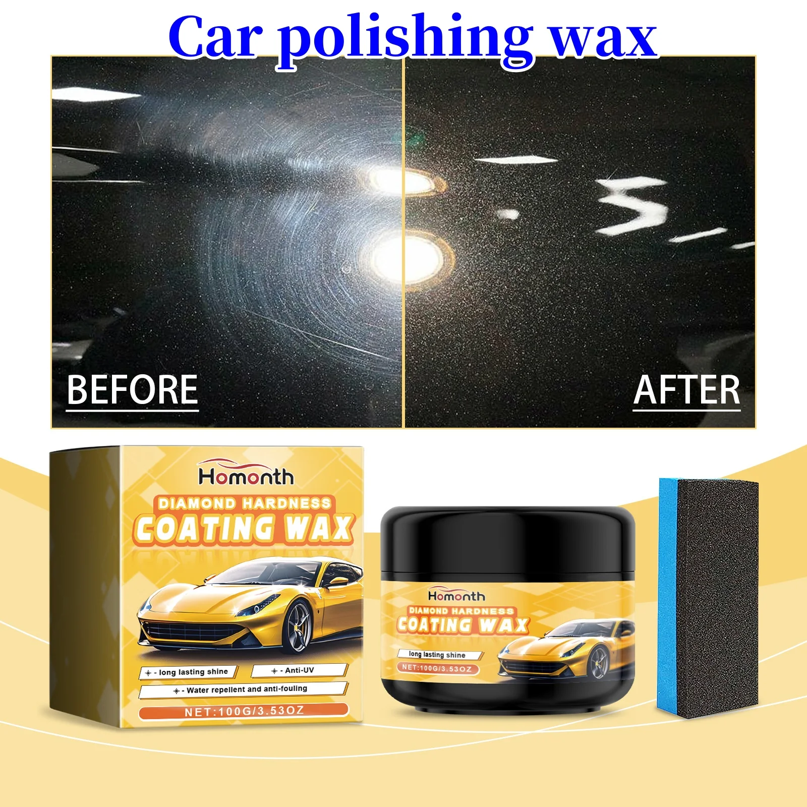 Homonth Automobile Crystal-plated Car Paint Polishing Maintenance Glazing Waxing Refurbishment Wax