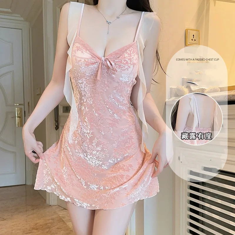 

Сексуальная золотая бархатная мини-ночная рубашка на подтяжках, женская ночная рубашка, кружевная велюровая домашняя одежда с открытой спиной