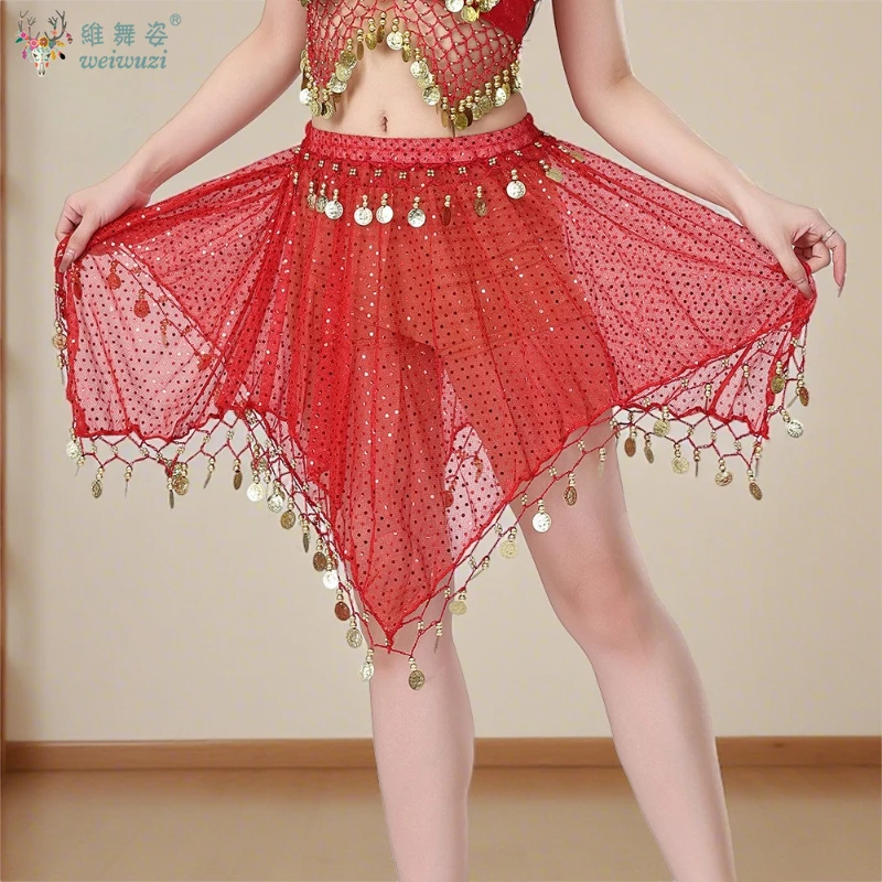 BellyDance Korte Rok Vrouwen Tribal India Dans Praktijk Training Kleding Volwassen Glanzende Stage Performance Kostuum Party Prom Rok