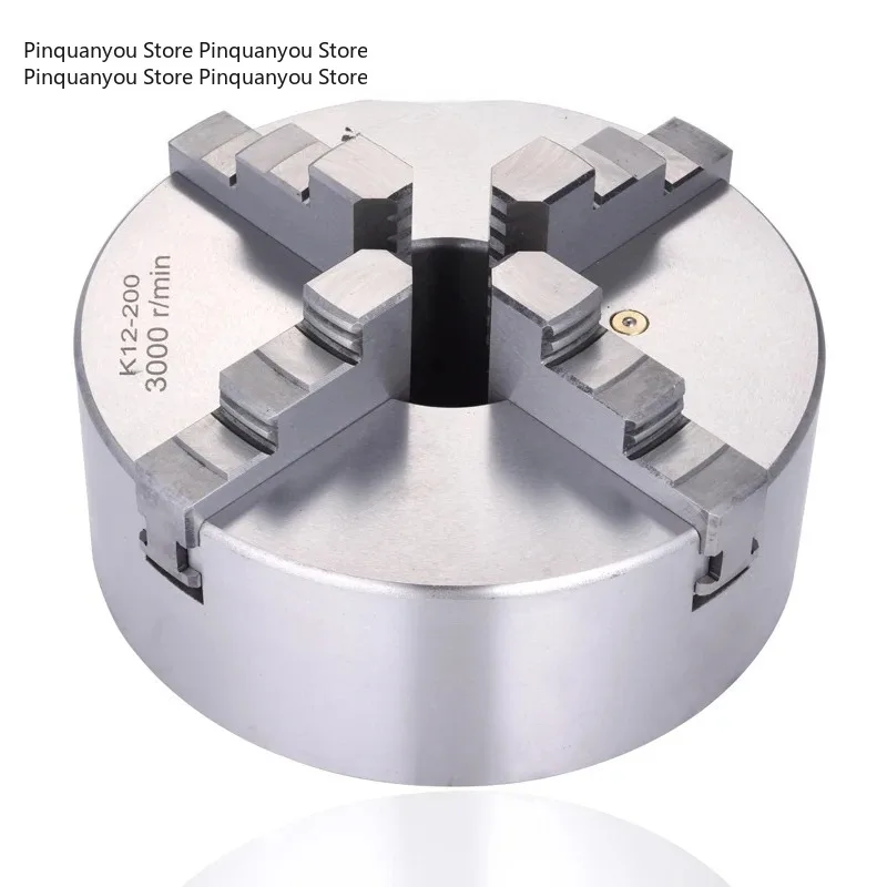 K12-200 200mm Manual 4 Jaw Self-Centering Scroll Lathe Chuck, Metal Workholding Fixture for Bench Lathe Machining