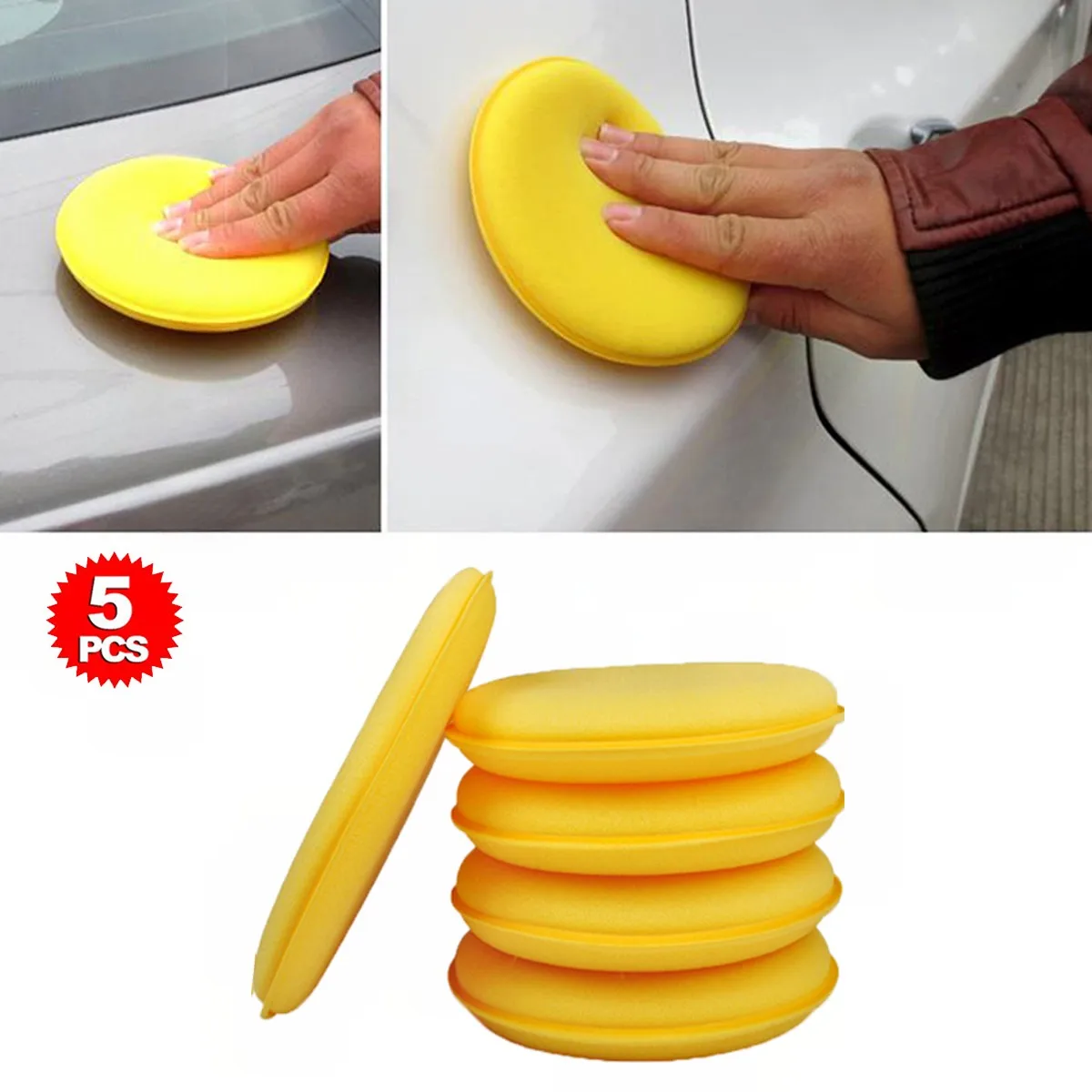 

5Pcs Car Wash, Polishing, Waxing, Edge Pressing Sponge Cleaning, Crystal Plating Circular Sponge