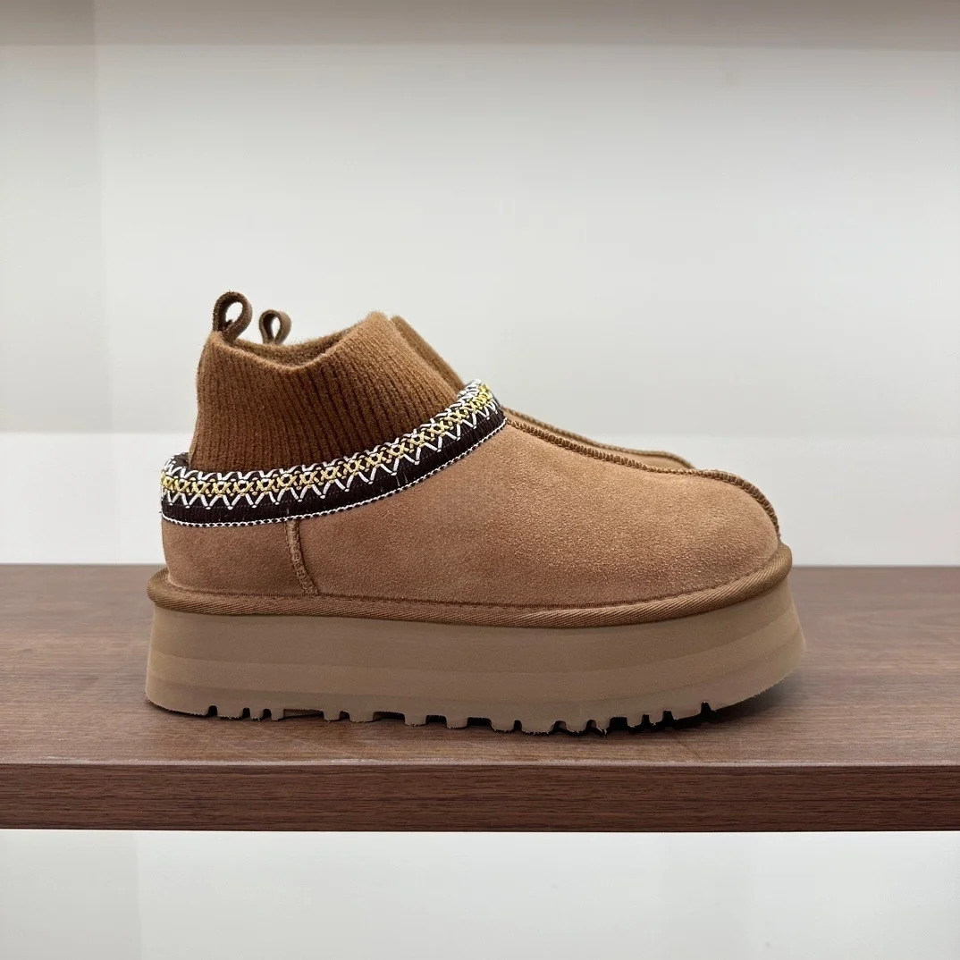 Classic Suede Snow Boots for Women 2026 Winter Soft Thick Bottom Cotton Ankle Boots Warm Plush Embroidery Decoration Shoes