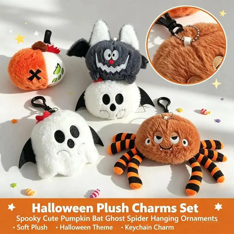 Halloween Cartoon Plush Keychains Bat Ghost Pumpkin Bag Charm Backpack Pendant Festival Party Gifts