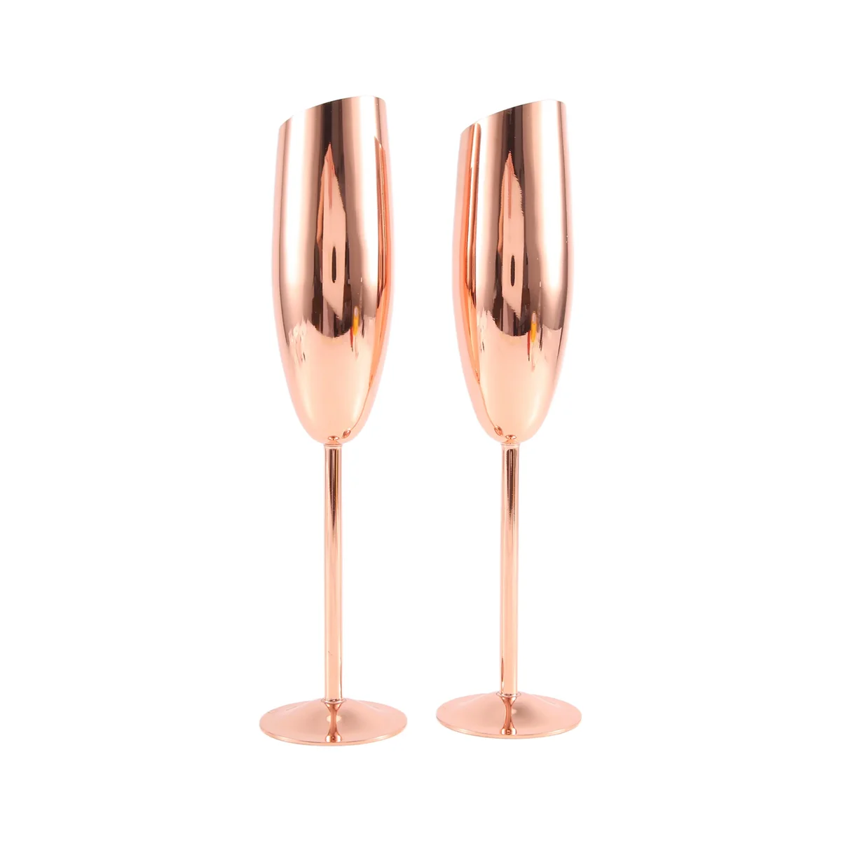 Set of 2 Stainless Steel Champagne Wine Flutes Glasses Rose Gold Unbreakable Shatterproof