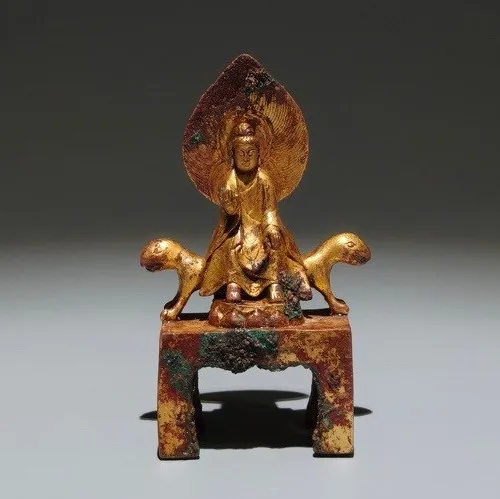 4.7'' Old Dynasty Bronze Ware 24 K Gold Medicine Buddha Shakyamuni Buddha statue