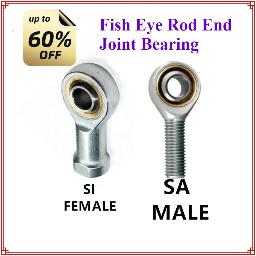 

8pcs Rod End Joint Bearing Fish Eye,SI5 6 8 10 12 14 16 18 20 22 25 Male Left Female Right Hand Thread SI6 T/K SA6