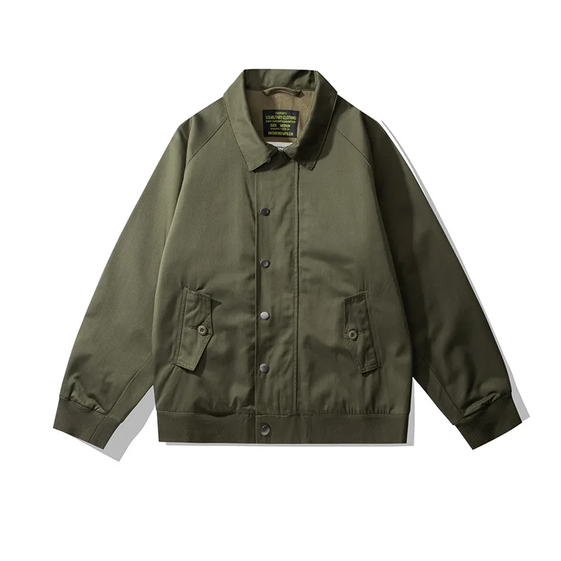 

2025 Autumn High Quality American Vintage Casual Cotton Jackets for Men Retro Oversize Loose Short Outwear OKONKWO