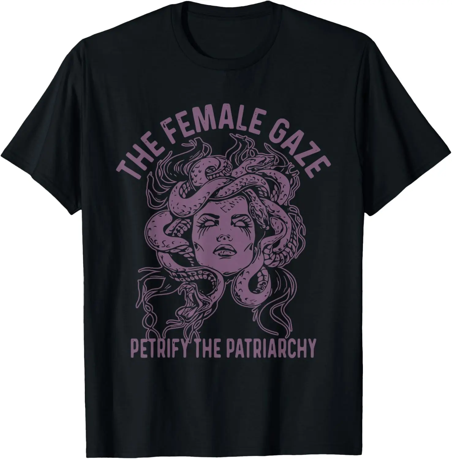 Medusa Female Gaze Petrify The Patriarchy T-Shirt Men Retro Vintage Slogan Printed T‑Shirt, Crew Neck Short Sleeve Distressed Graphic Tee Casual Daily Top for Men Holiday Gift