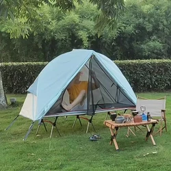 Tenda pieghevole da campeggio singola persona all'aperto fuori terra tenda impermeabile resistente ai raggi UV utilizzata con letto per viaggi escursionistici