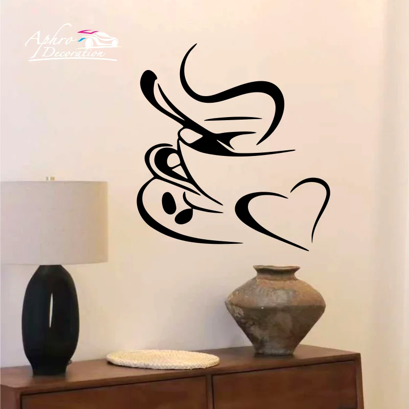 Coffee Vinyls Wall Stickers Coffee Shop Window Decoration Wallpaper For Kitchen Accessories Decor Decals Wallstickers
