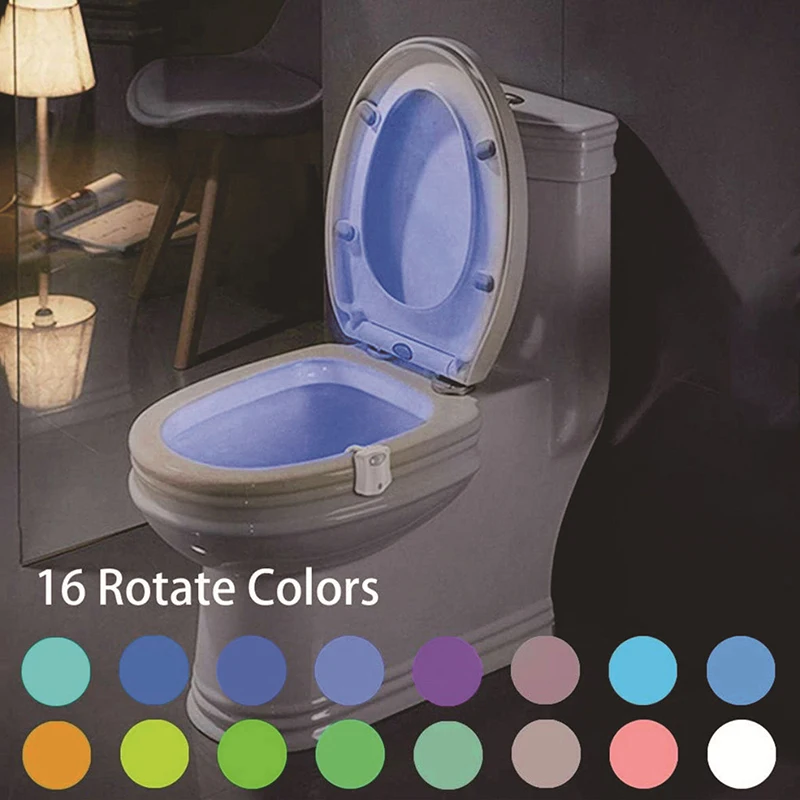 

Mini Kawayi Human Infrared Sensing Light LED Night Light Stick Toilet 16/8 Color Bathroom Colorful Motion Sensing Night Light