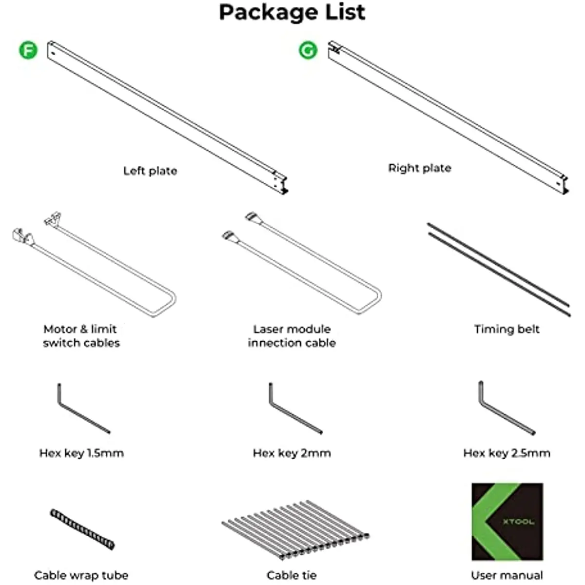 Xtool ชุดอุปกรณ์เสริมสำหรับ D1 xtool D1เครื่องแกะสลักเลเซอร์สำหรับมืออาชีพเครื่องมือเครื่องตัดแกะสลักขยายพื้นที่ถึง36.85 ''* 17'