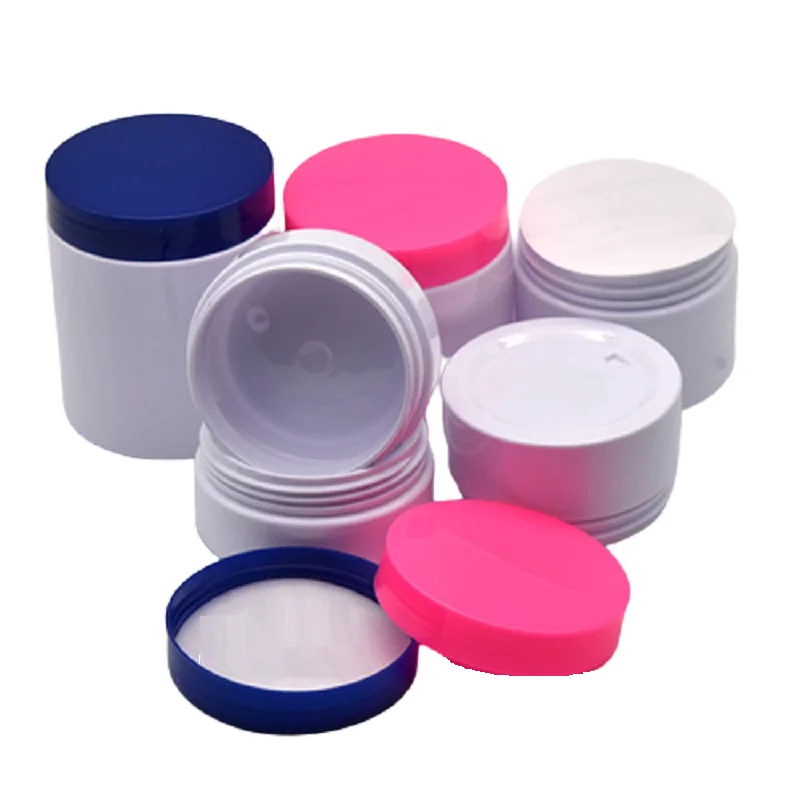 20 Stuks Huidverzorging Plastic Container Lege Pot Blauw 50G 80G 100G 200G 250G Rood Deksel Wit Navulbare Fles Cosmetische Crème Potten