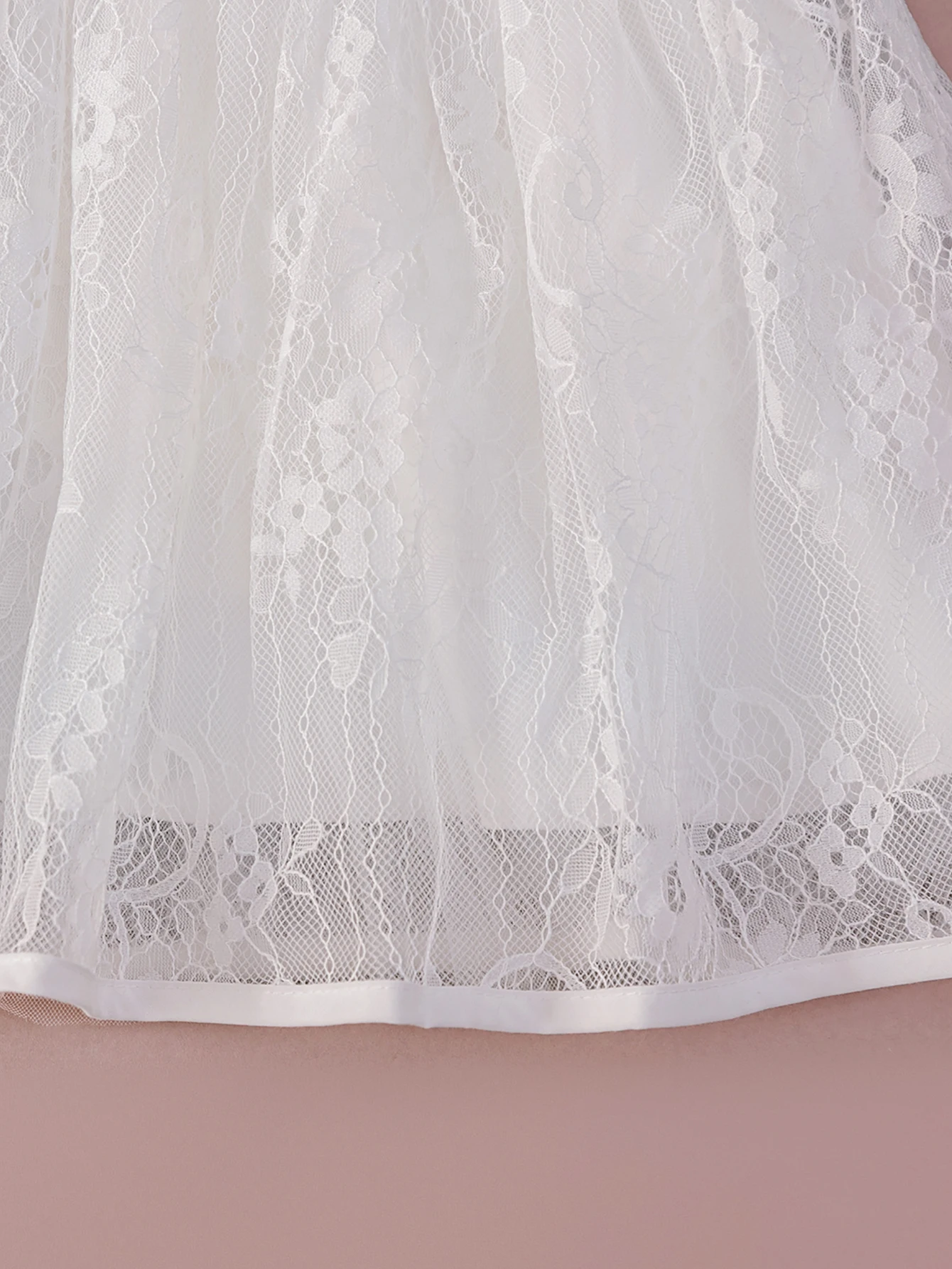 Infant Girl 0-2 Years Old White Lace Gauze Baptismal Dress With hat
