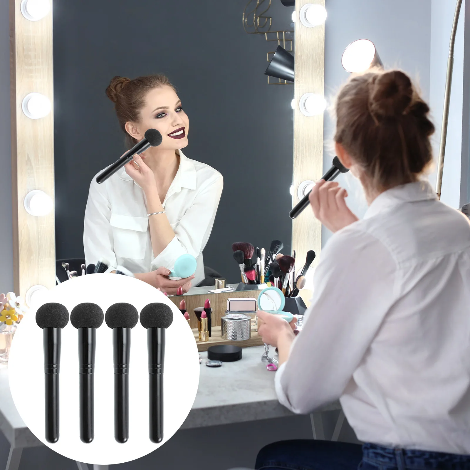 4 Stück Make-up-Puff-Grundierungspinsel, weiches Puder, Kissen, Puff, tragbare Gesichtscreme, Concealer, Mischwerkzeug für den täglichen Gebrauch