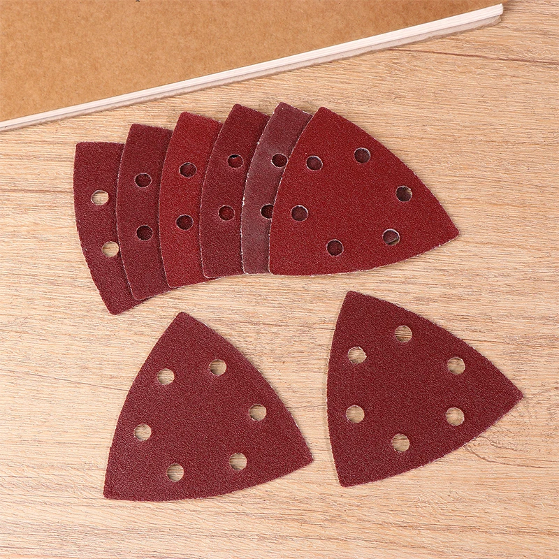 40Pcs Triangular Sanding Pads 6 Holes Detail Sander Sandpaper Grits 80+120+180+240 Perfect For Delta/Multi-Grip Sanders Woodwork