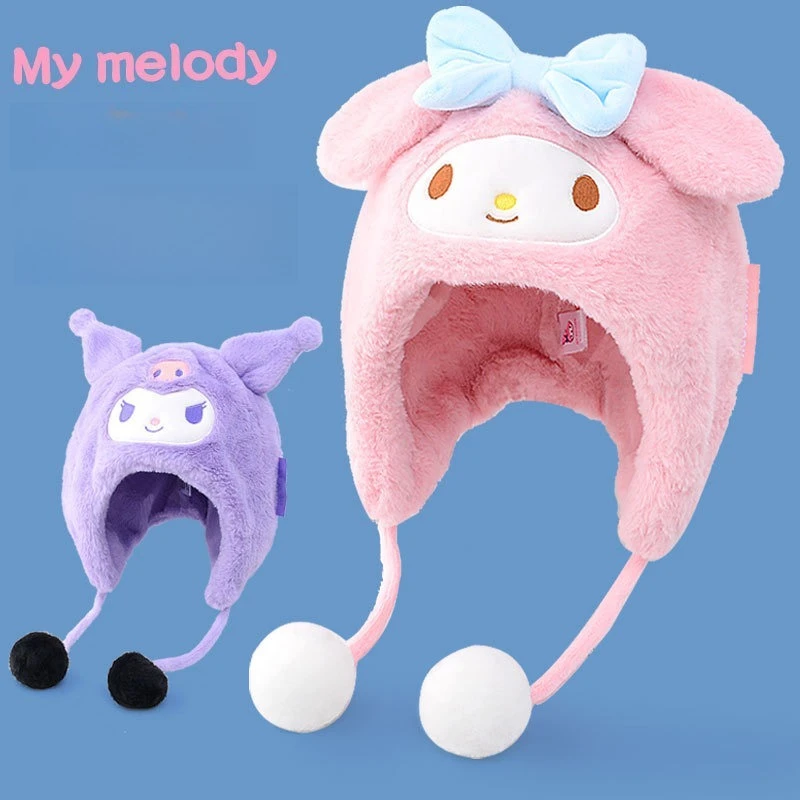 

Miniso Kulomi Children's Plush Hat Girls Warm Pullover Hat Girls Ear Protection and Cold-proof Thickened Fleece Hat