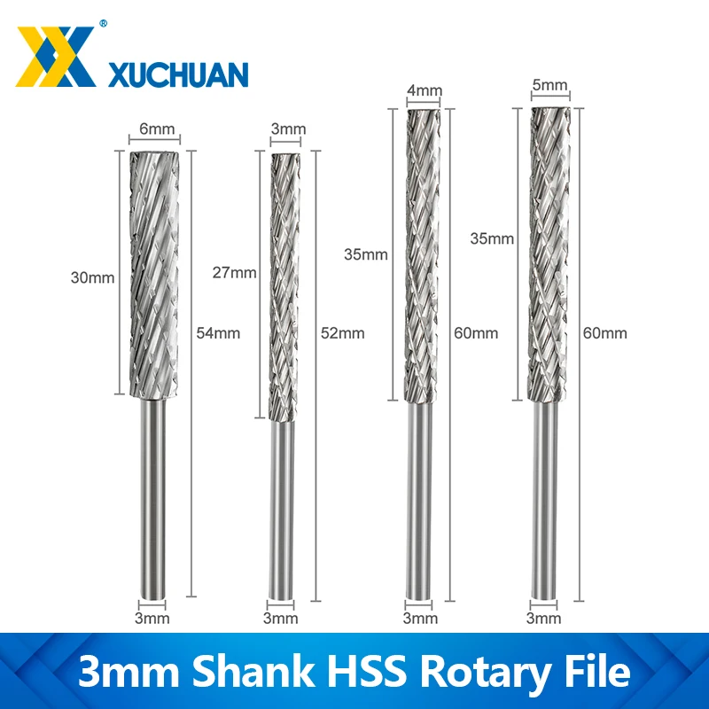 

HSS Rotary File 3mm Shank Rotary Burr Drill Bit 3/4/5/6mm Double Cut Engraving Bit For Dremel Accessory Milling Cutter Drill Bit