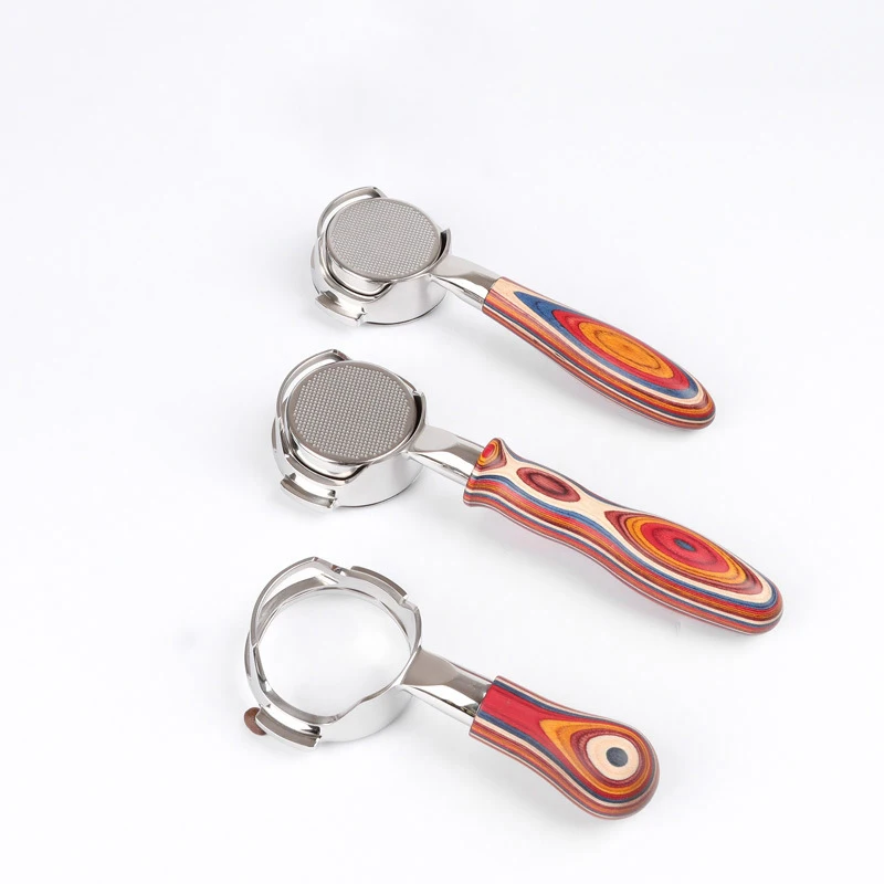 

Manufacturers Wholesale Coffee Bottomless Portafilter Handle Stainless Steel Coffee Espresso Machine Wood Handle