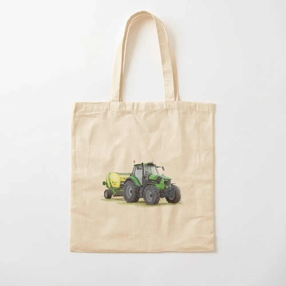 

Green Tractor Painting Tote Bag custom canvas bag Portable shopping bag