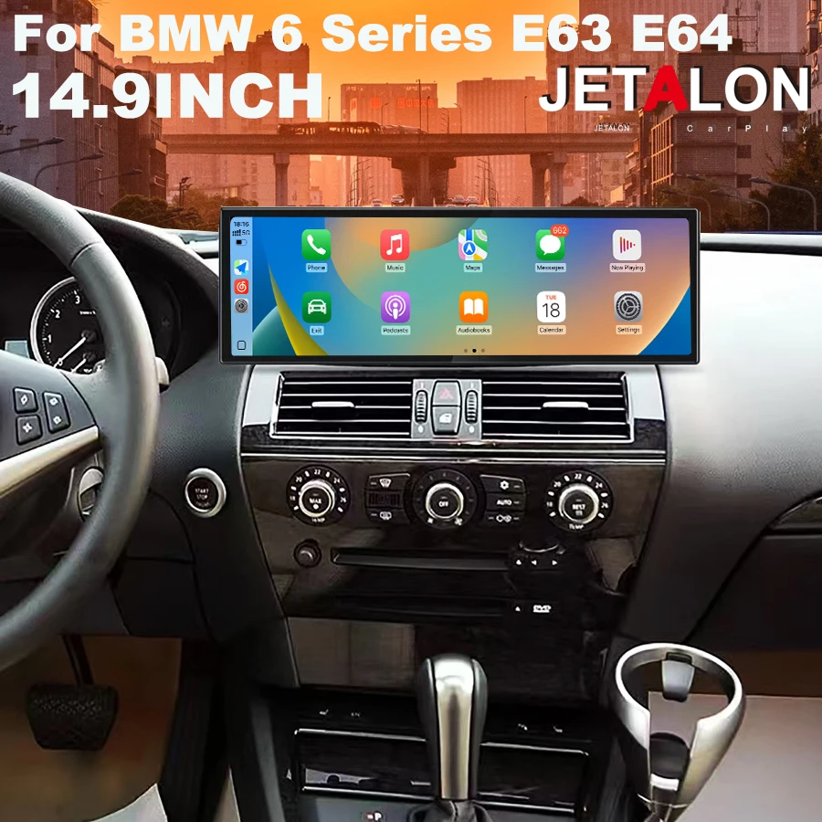 

14,9-дюймовая мультимедийная система с поддержкой CarPlay и 4G для BMW 6 серии E63 E64 2003-2010 (CIC), GPS, Wi-Fi, RHD/LHD