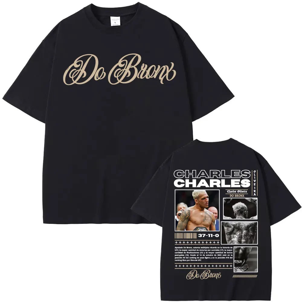 Camisetas con estampado de Charles Oliveira Do Bronx para hombre y mujer, camiseta clásica Vintage a la moda, camiseta informal de algodón de alta calidad, ropa de calle