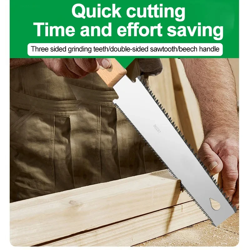Japanese Style Hand Saw Single/Double Sided Fine Tooth Wood Saw SK5 Steel Flexible Hand Saw Garden Hand Tool for Woodworking image 4