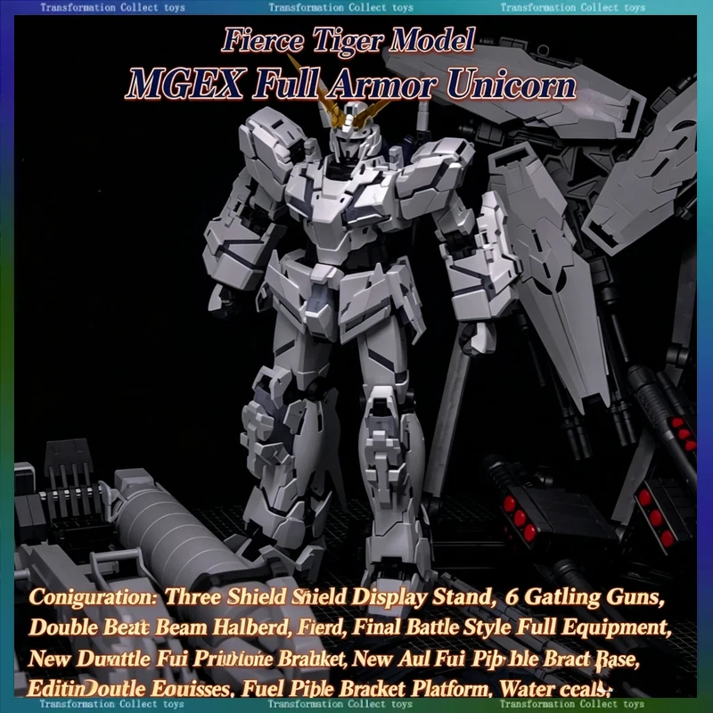 

In Stock New Arrival MengHu 1/100 MGEX Unicorn Final Battle Full Armor Set Red Blue Halberd Assembly Model Without Main Body