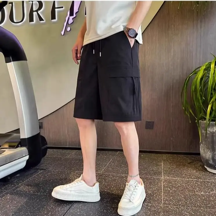 Summer Thin Drawstring 2025 Denim Shorts Men's Loose Outdoor Breathable Casual Pants Men's Trendy Streetwear Clothing Half Pants