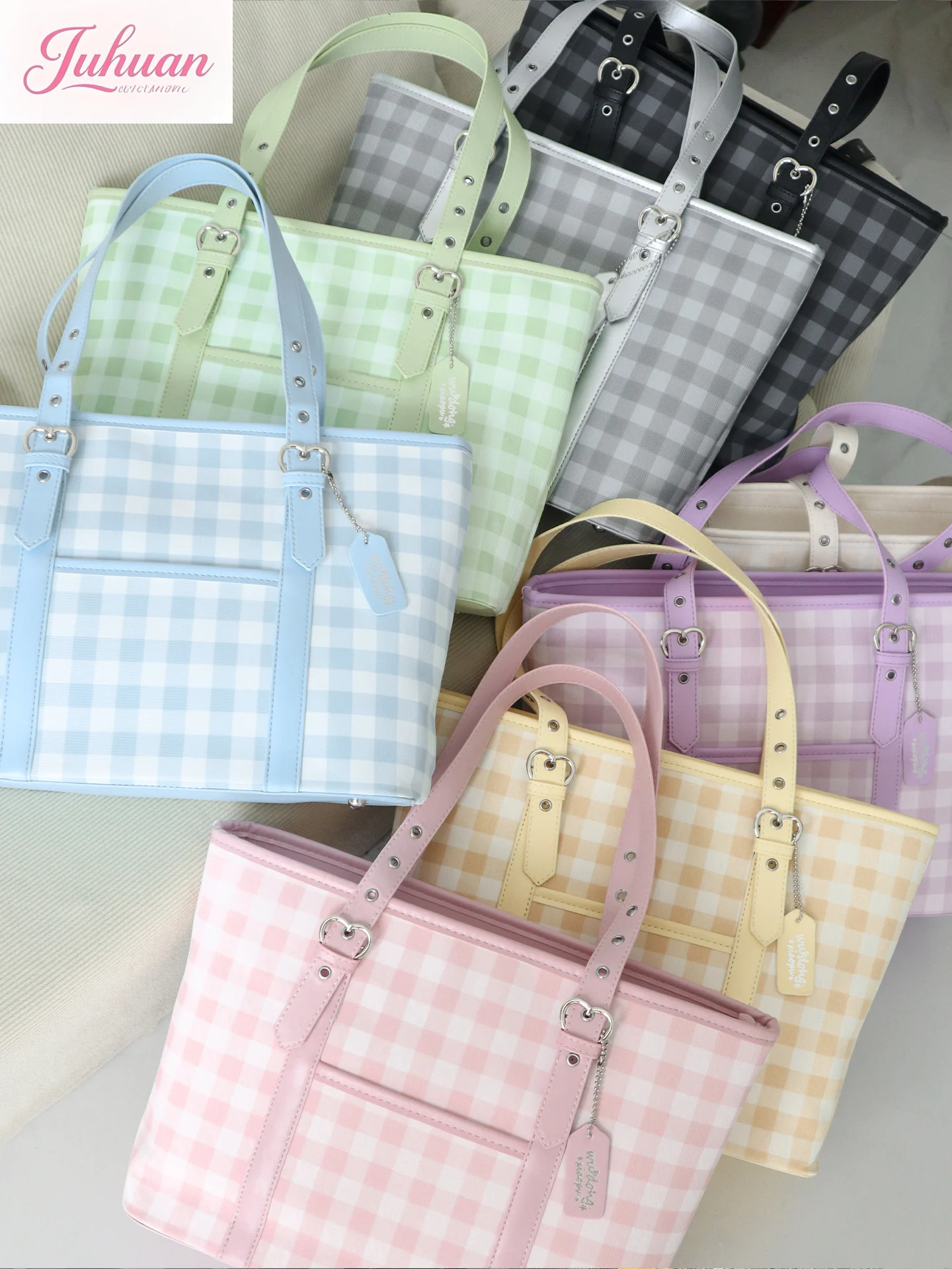 

Осень 2022, новые японские оригинальные клетчатые сумки-тоут большой вместимости, женские милые милые сумки-конверты в стиле Лолиты, сумка на плечо для женщин