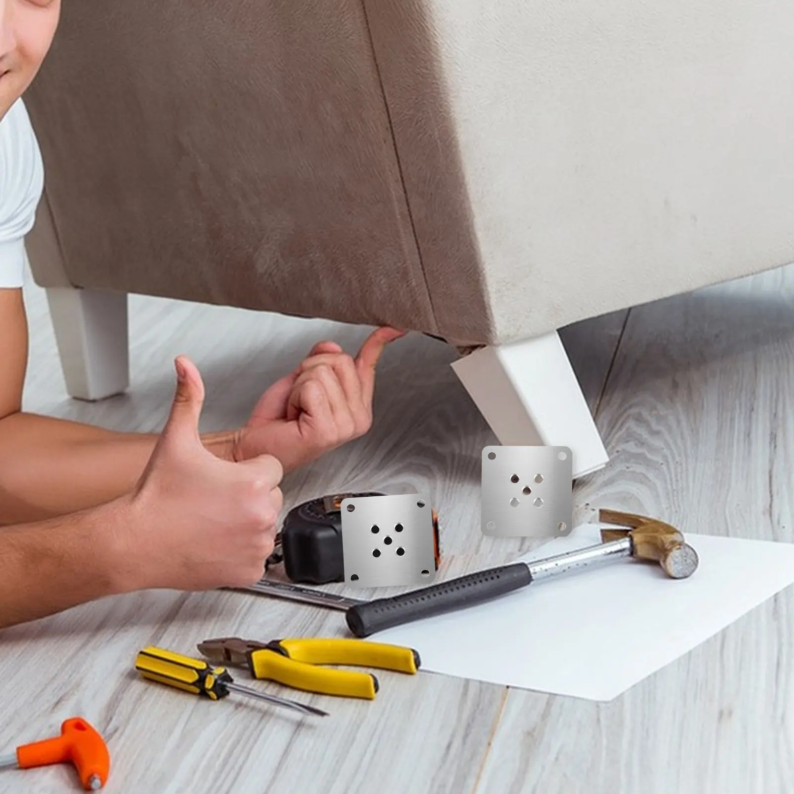 

10 шт. металлических квадратных плоских крепежных пластин для ножек мебели, диванов, обеденных столов, кроватей, ремонтная фурнитура