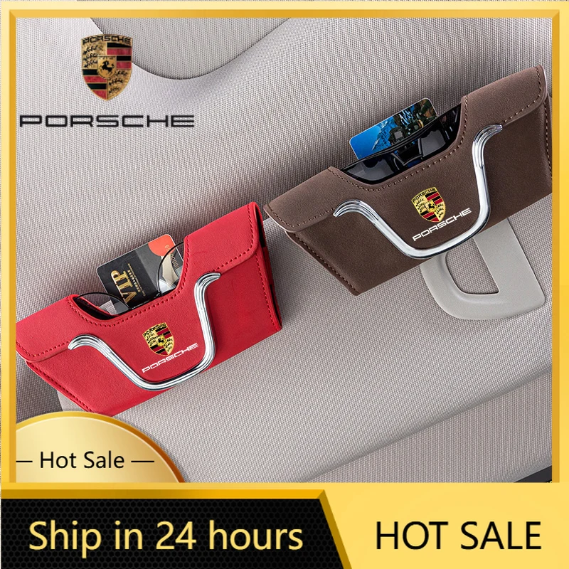 

Наклейка на автомобиль для Porsche: держатели для очков и карт на солнцезащитный козырек для Porsche Cayenne, Panamera, Macan, 911, 718, Taycan, Boxster, Cayman