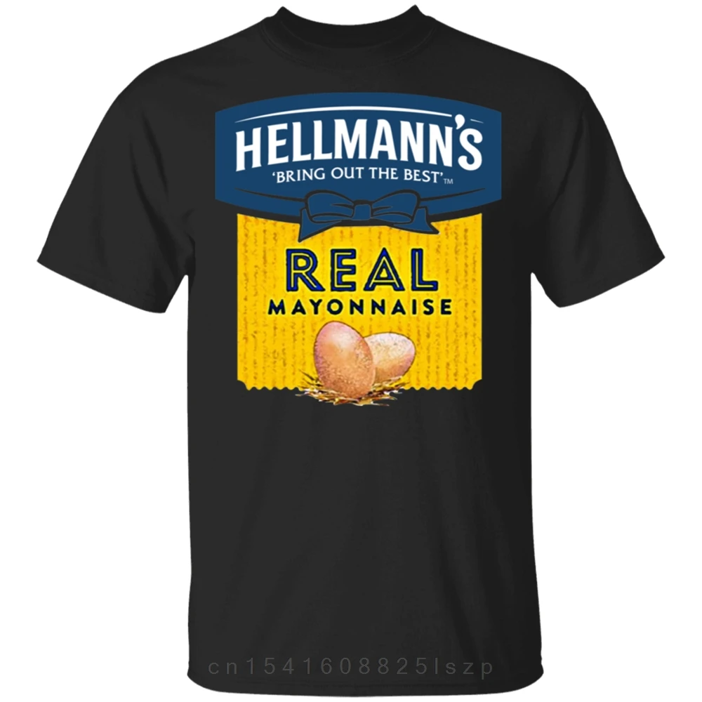 Hellmanns Real Mayonnaise Crew Tee T - Shirt Black - Navy For Men - Women Cotton Short Sleeve Tee Shirt
