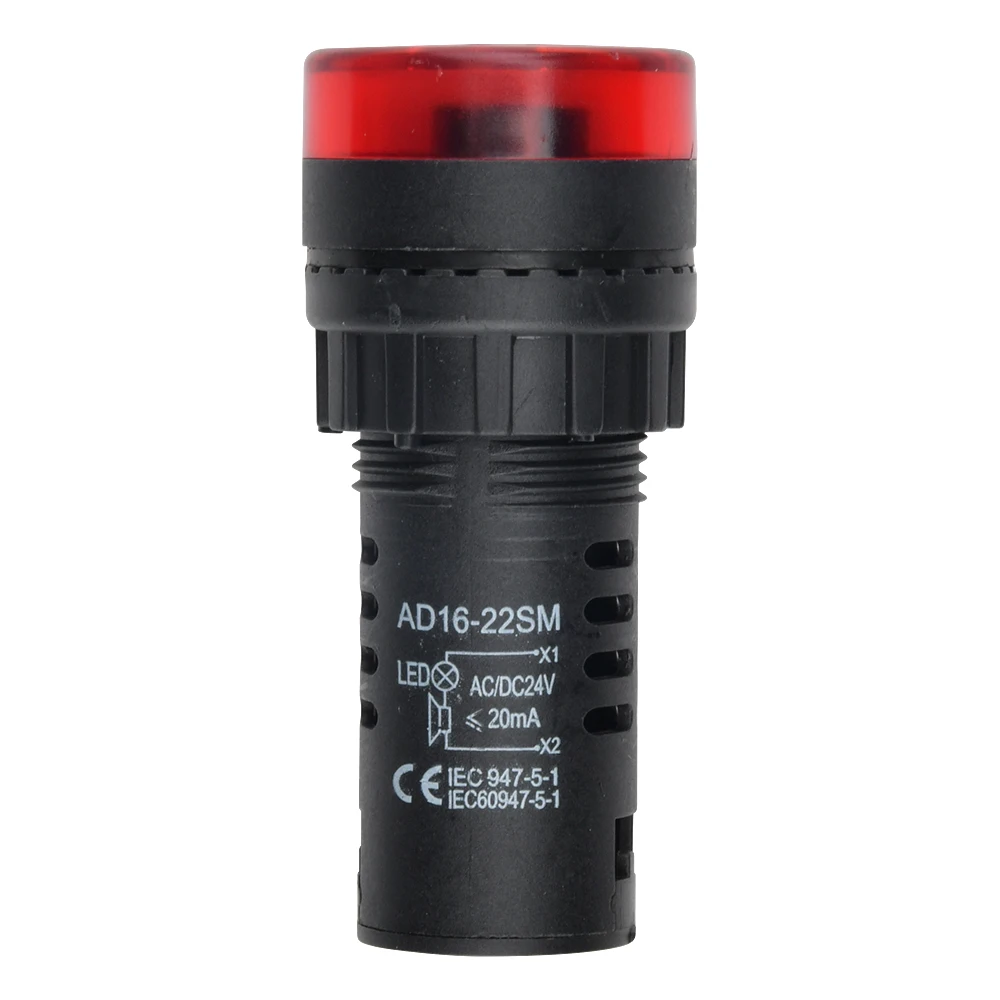 AD16-22SM Buzzer 22mm Panel Diameter DC 12V 24V AC 110V 220V Flash Signal Light Red LED Active Buzzer Beep Alarm Indicator