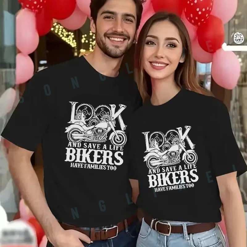 

Мужская и женская футболка с дизайном мотоциклистов, летняя повседневная футболка с короткими рукавами, дышащие топы унисекс с круглым вырезом