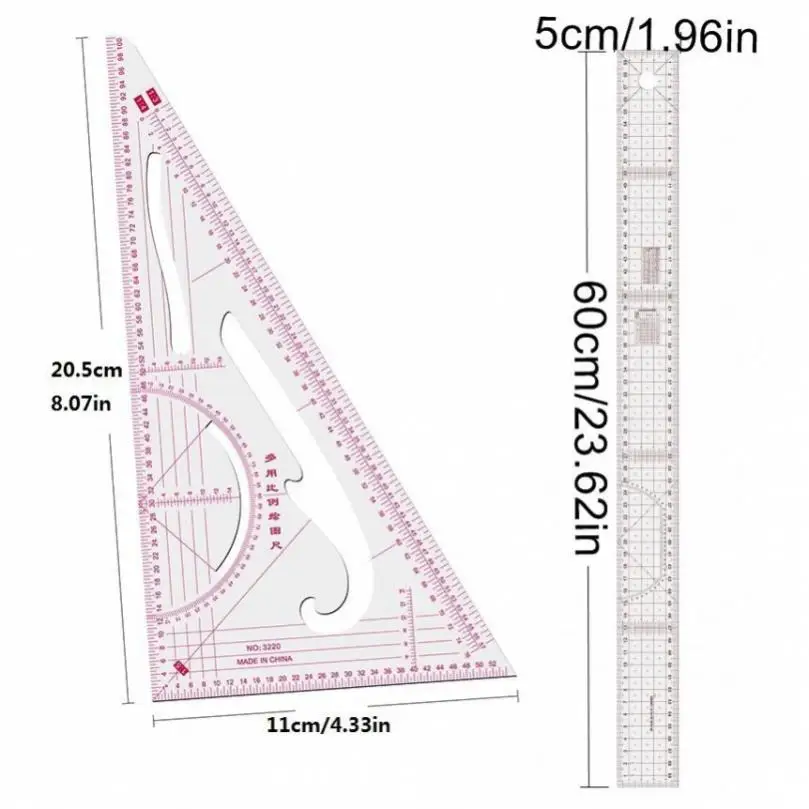 2pcs 60cm Plastic Double Side Metric Cutting Rulers for Sewing Tailor, Metric Straight Ruler Very Soft