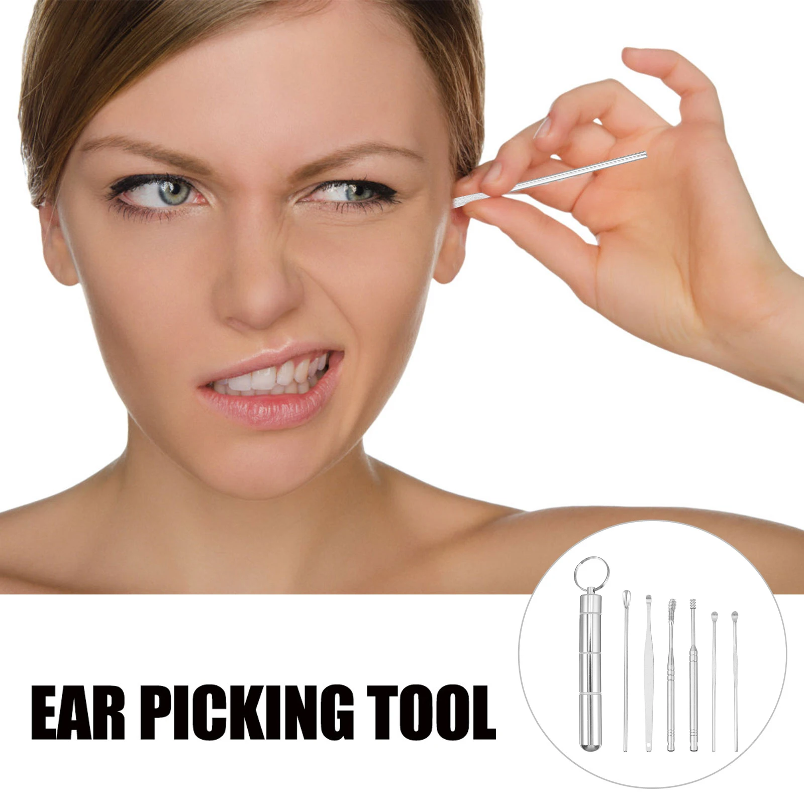 

7pcs Earwax Tools Stainless Steel Ergonomic Portable Cleaning Ear Canal Safe Practical Ear Wax Clean Tool Kit Gifts